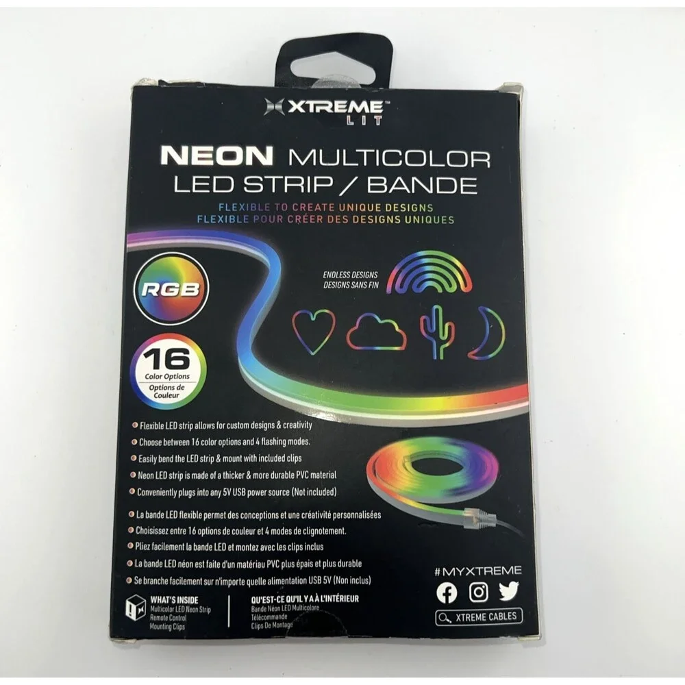 XTREME Multicolor Flexible Led Strip Lights 6.5 Feet 16 RGB Color Options